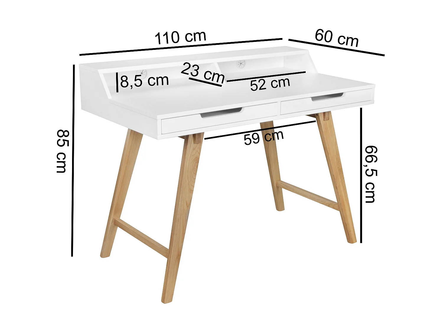 Schreibtisch 110x85x60 cm MDF weiß Arbeitstisch Laptoptisch Bürotisch & Ablage