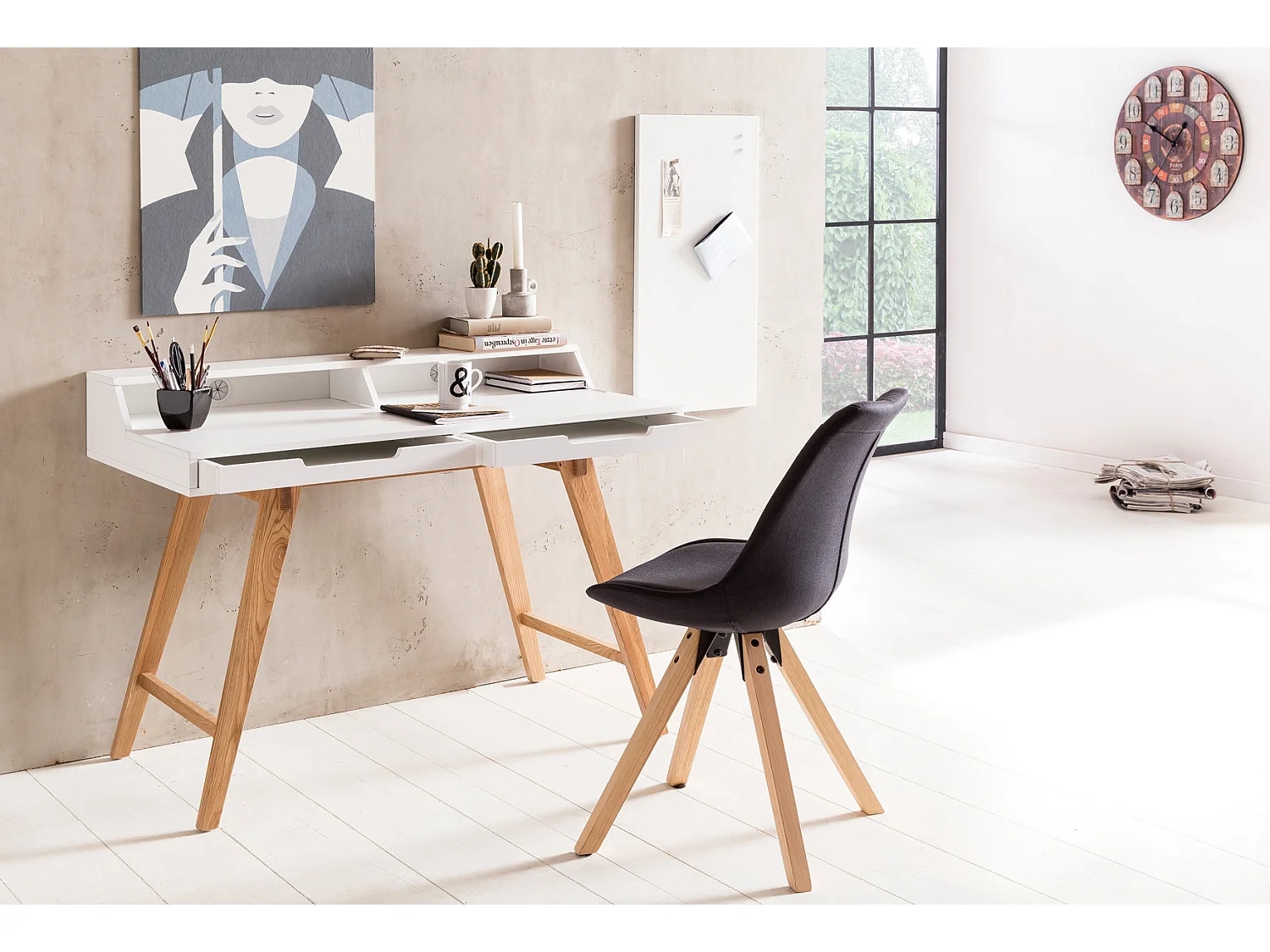 Schreibtisch 110x85x60 cm MDF weiß Arbeitstisch Laptoptisch Bürotisch & Ablage