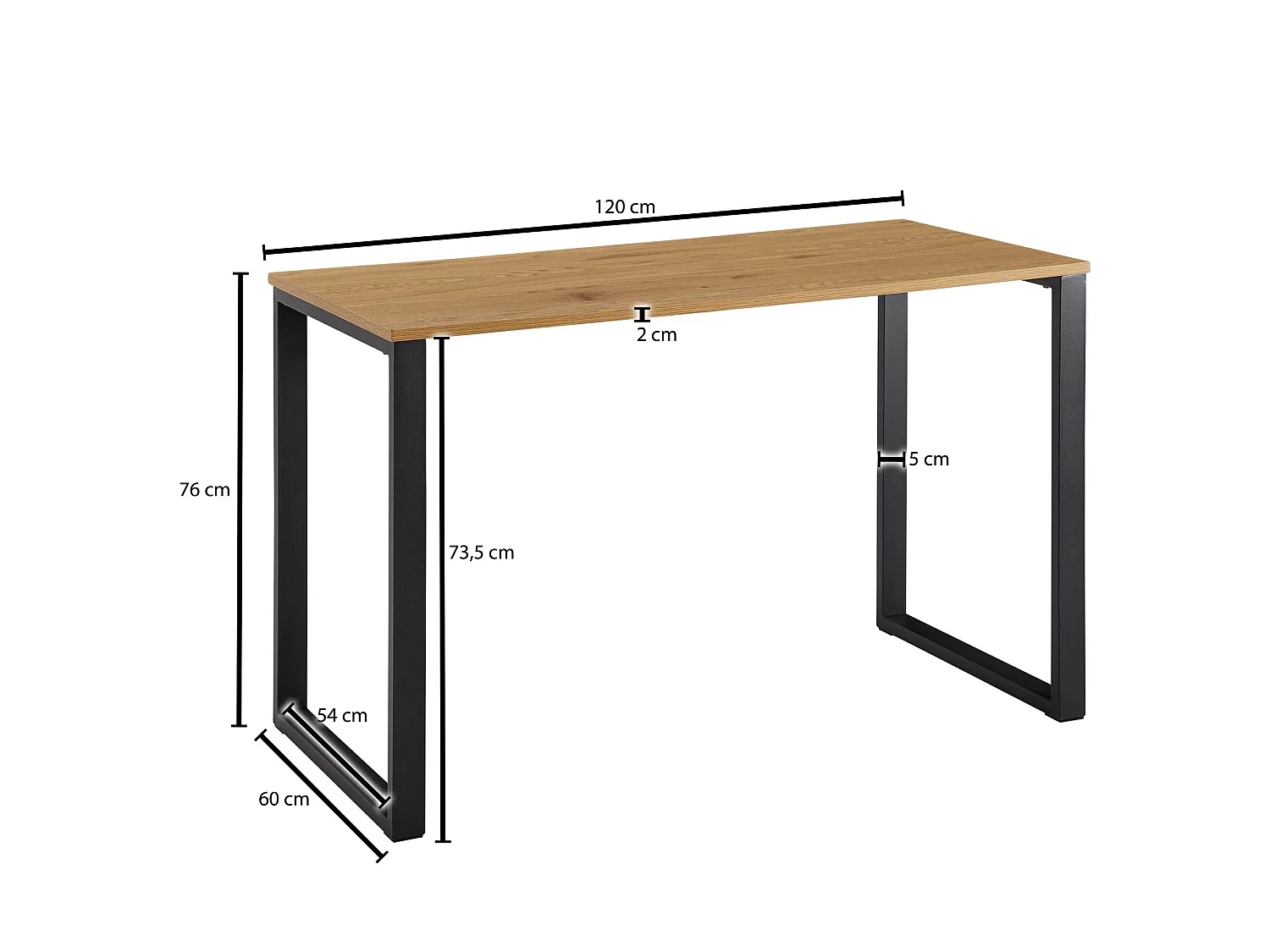 Schreibtisch  Bürotisch Eiche Schwarz 120x60x76 cm Computertisch Tisch