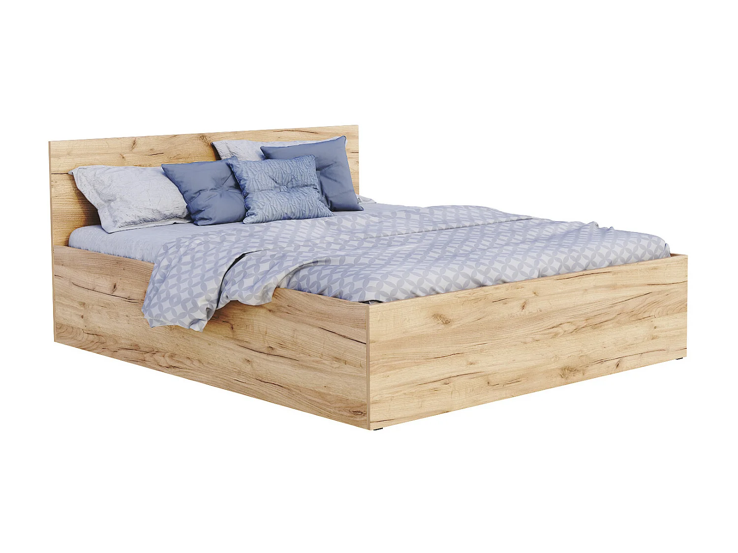 LIT DOUBLE avec coffre de lit Ampo 160x200 cm Marron