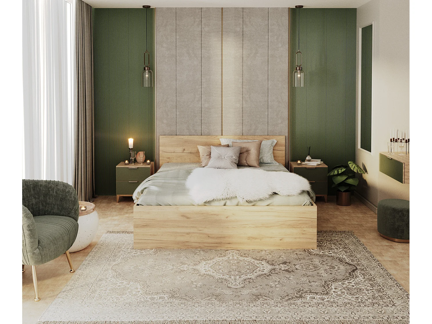 LIT DOUBLE avec coffre de lit Ampo 160x200 cm Marron