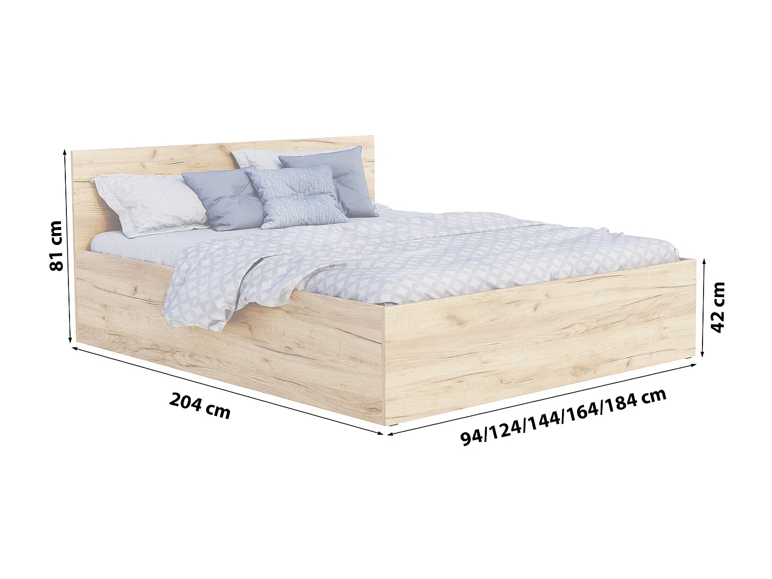 LIT DOUBLE avec coffre de lit Ampo 160x200 cm Marron