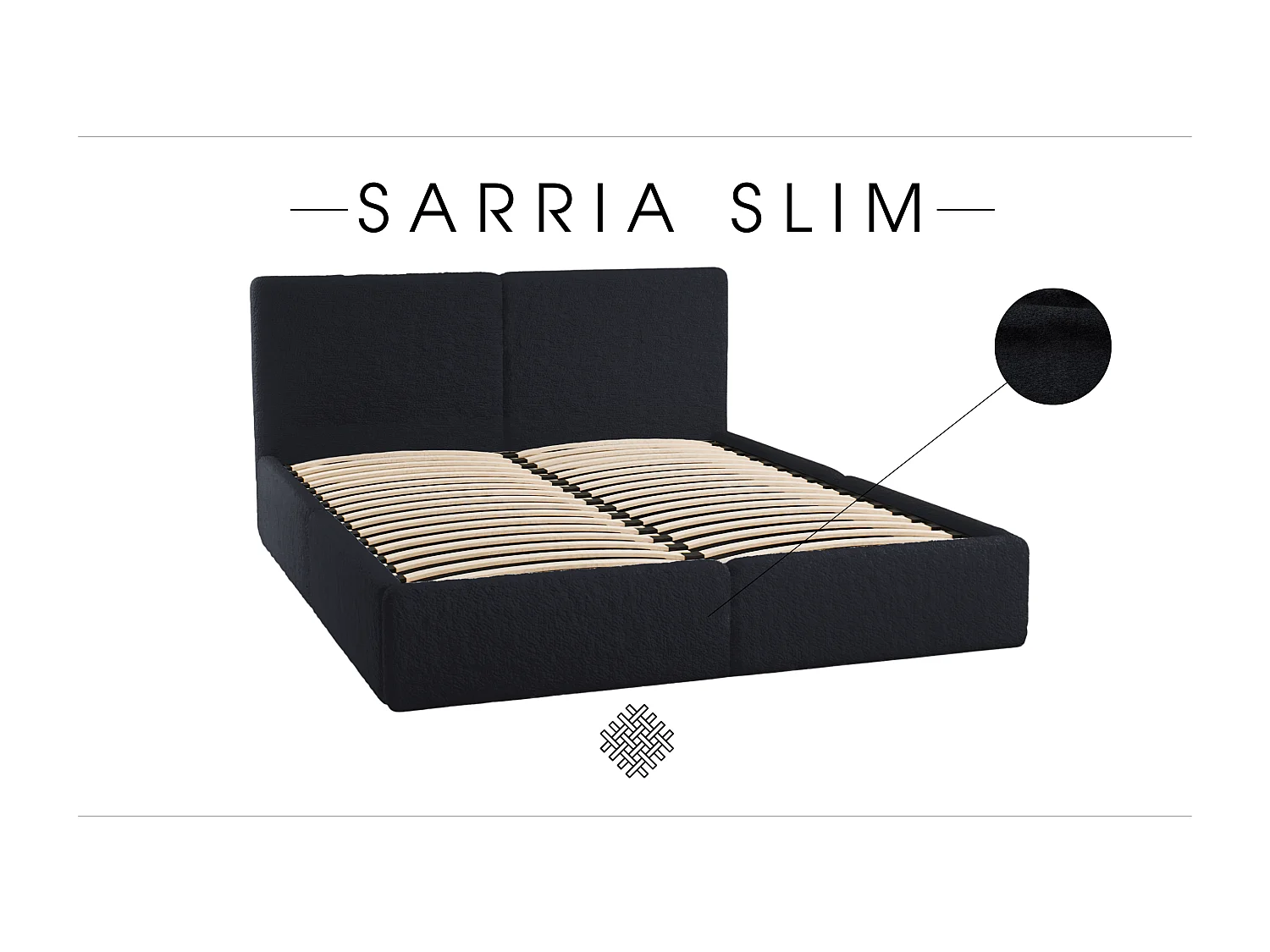 POLSTERBETT mit Bettkasten Sarria Slim Schwarz (Anthology 19) 180x200 cm