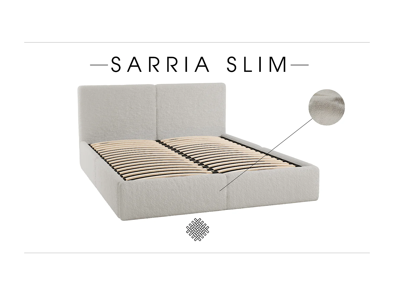 POLSTERBETT mit Bettkasten Sarria Slim Creme (Anthology 01) 120x200 cm