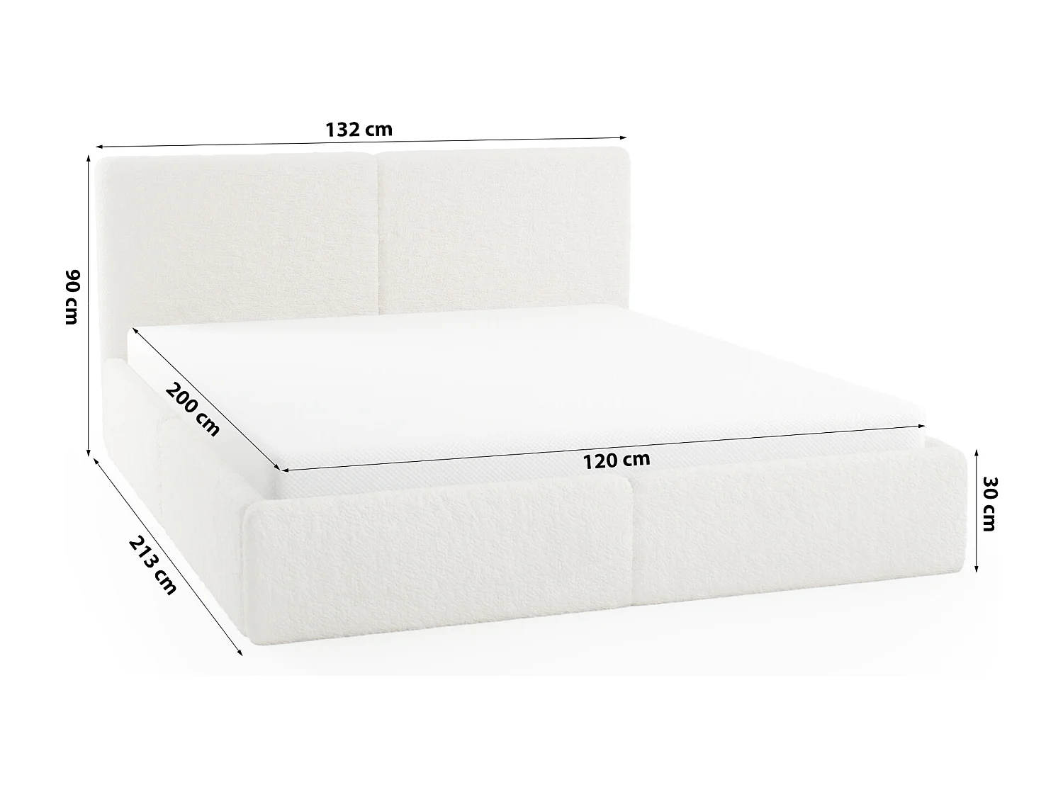 POLSTERBETT mit Bettkasten Sarria Slim Creme (Anthology 01) 120x200 cm