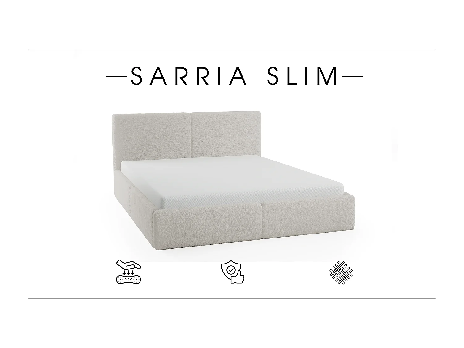 POLSTERBETT mit Bettkasten Sarria Slim Creme (Anthology 01) 120x200 cm