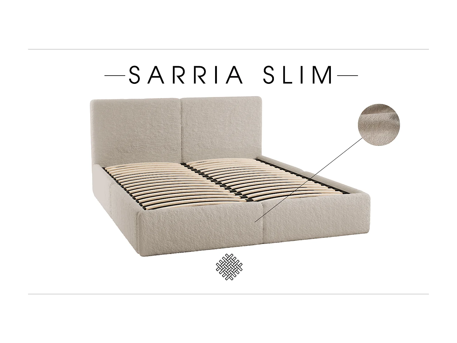 POLSTERBETT mit Bettkasten Sarria Slim Beige (Anthology 02) 120x200 cm