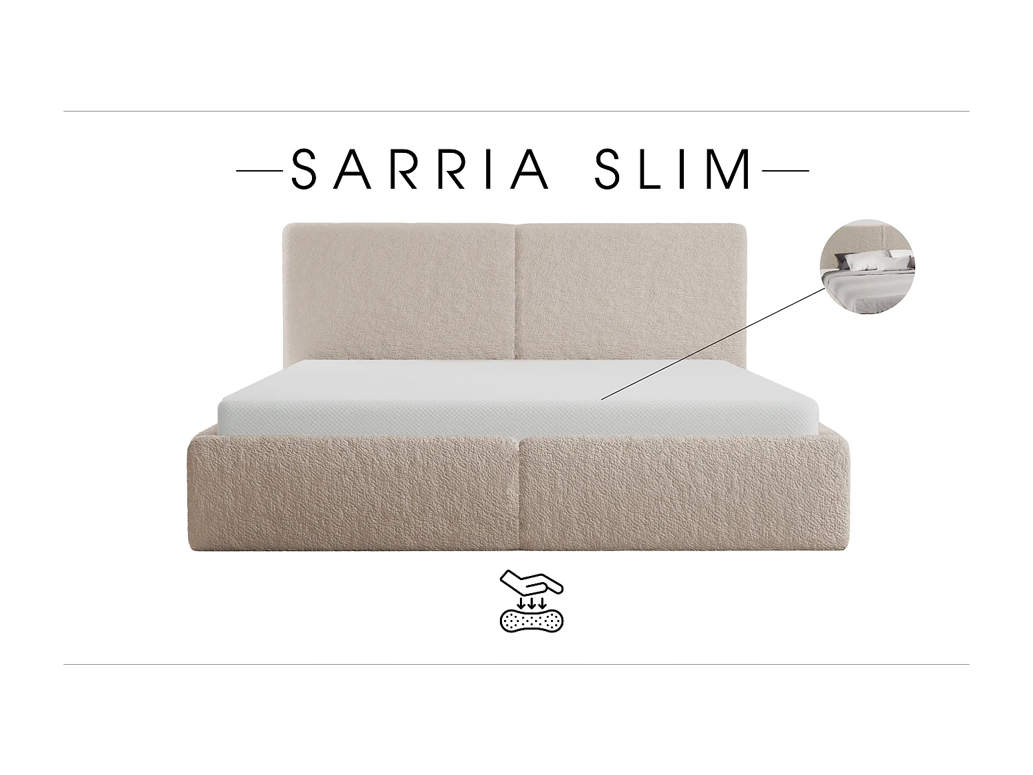 POLSTERBETT mit Bettkasten Sarria Slim Beige (Anthology 02) 120x200 cm