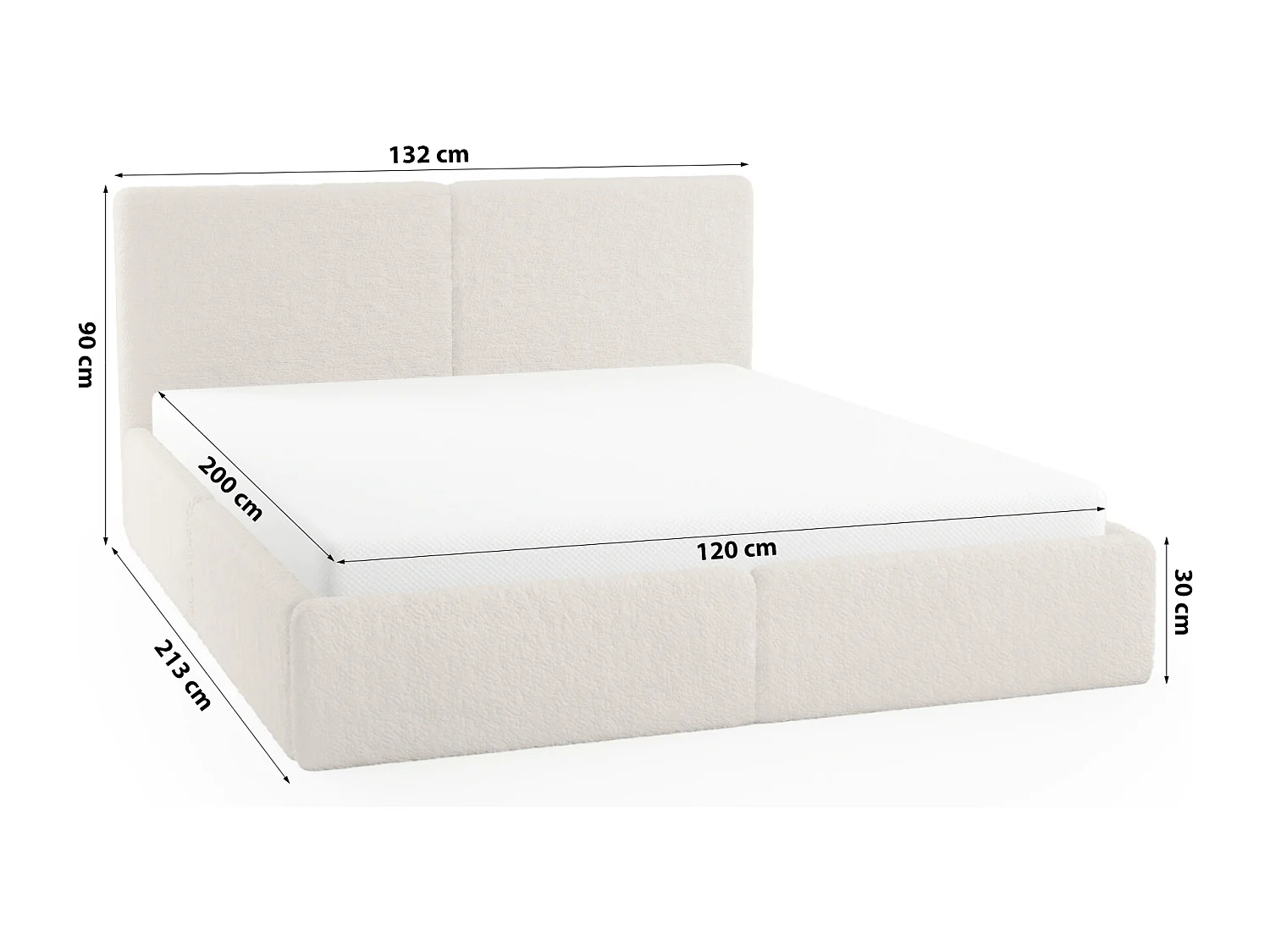 POLSTERBETT mit Bettkasten Sarria Slim Beige (Anthology 02) 120x200 cm