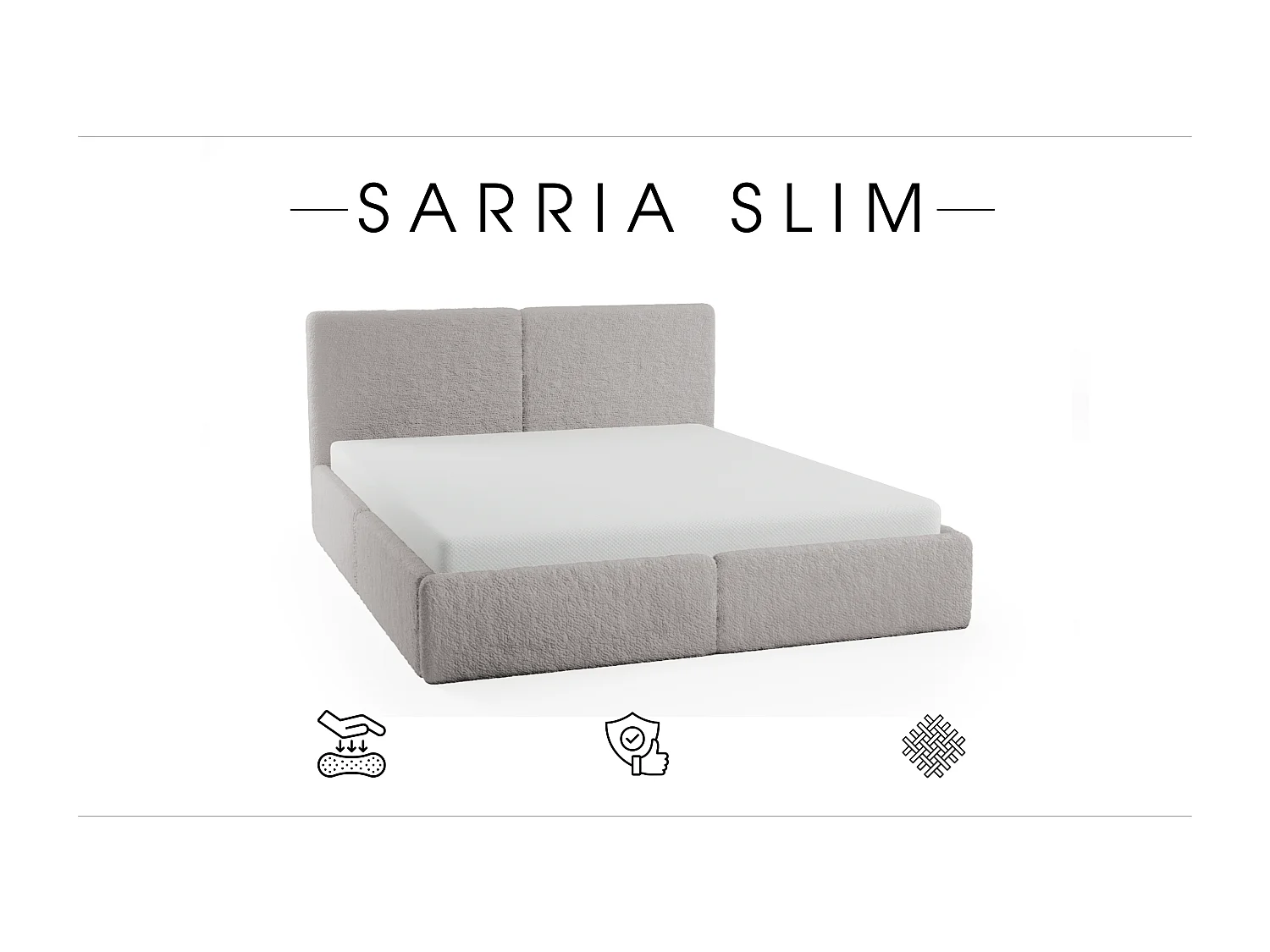 POLSTERBETT mit Bettkasten Sarria Slim Hellgrau (Anthology 15) 120x200 cm