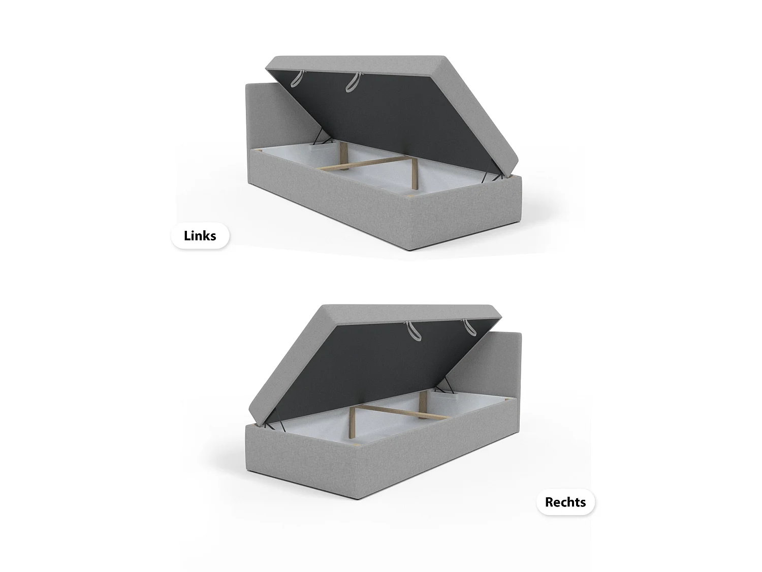 LIT BOX avec coffre de rangement Menorca mini basic 90x200 cm, gris clair