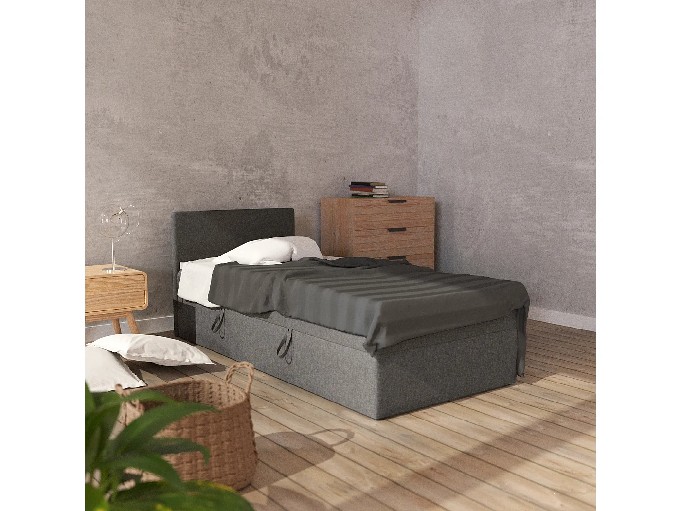 BOX BETT mit Bettkästen Menorca mini basic 80x200 cm, Grau