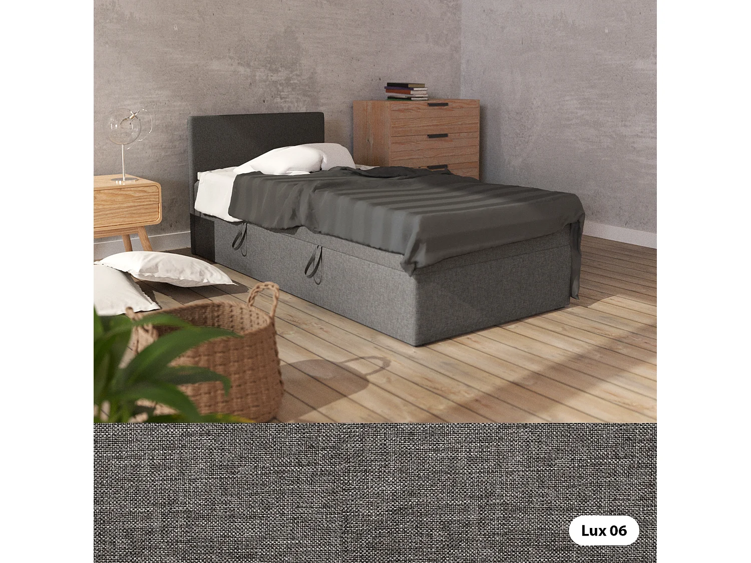 BOX BETT mit Bettkästen Menorca mini basic 80x200 cm, Grau