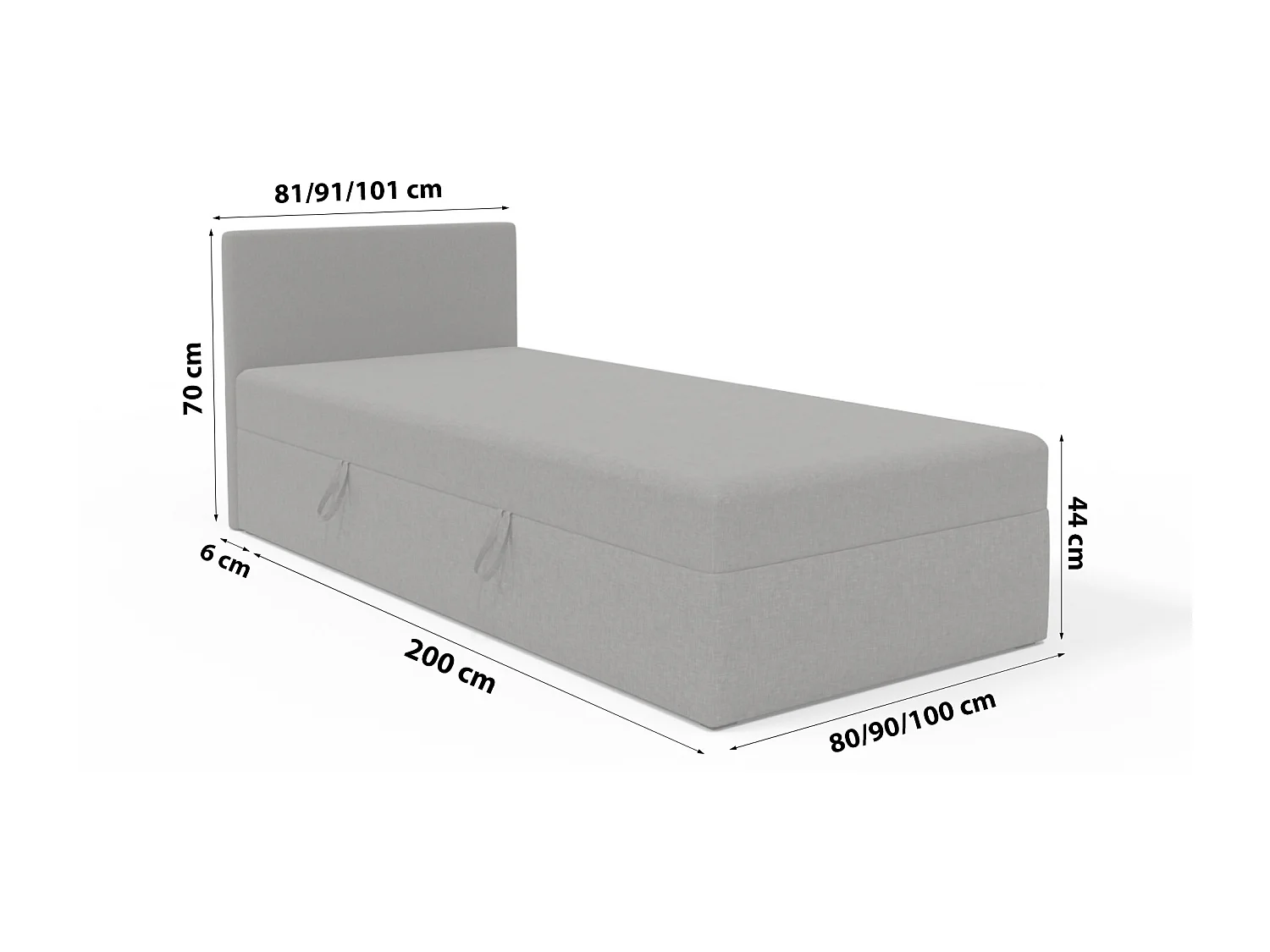 BOX BETT mit Bettkästen Menorca mini basic 80x200 cm, Grau