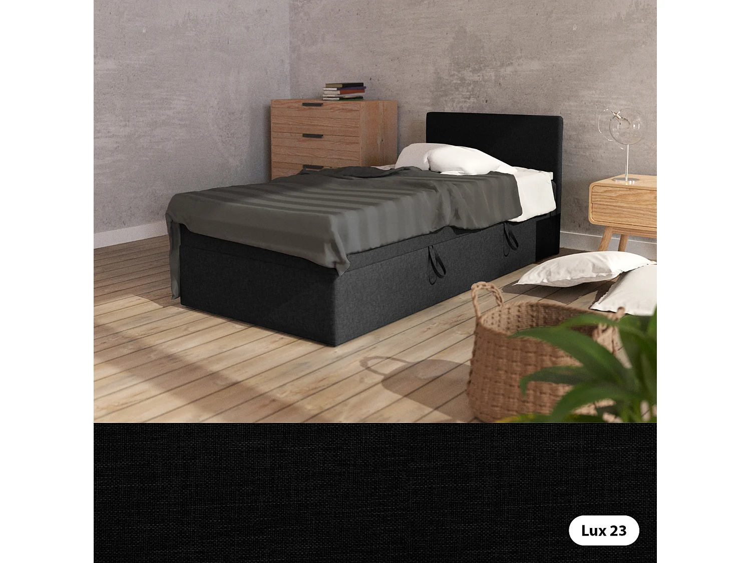 BOX BETT mit Bettkästen Menorca mini basic 80x200 cm, Schwarz