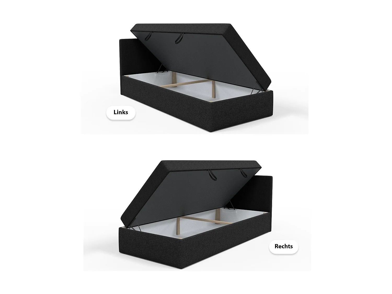 BOX BETT mit Bettkästen Menorca mini basic 80x200 cm, Schwarz