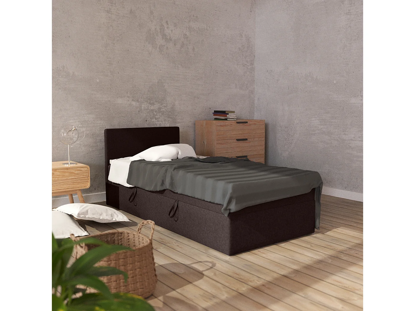 BOX BETT mit Bettkästen Menorca mini basic 80x200 cm, Braun