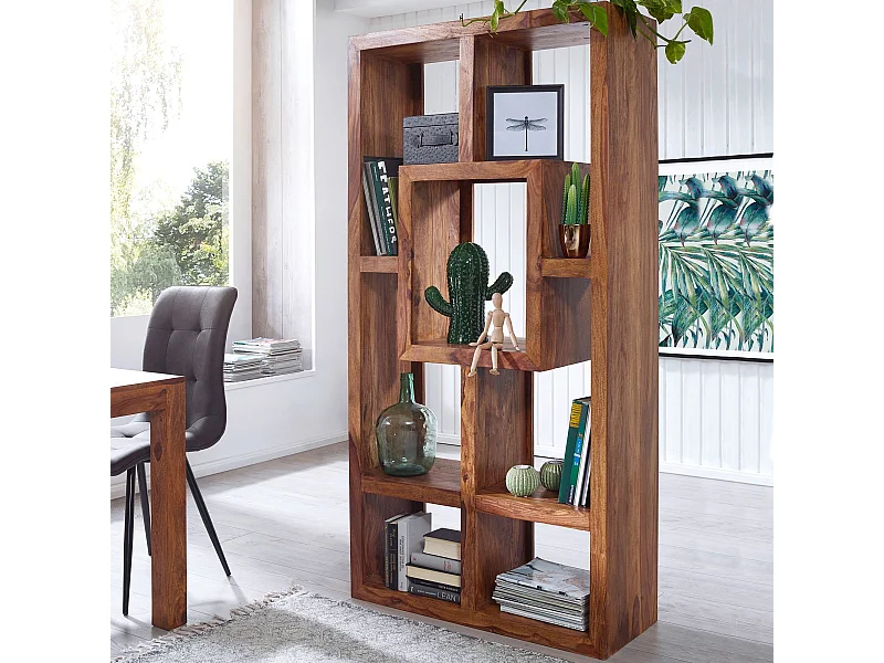 Design Bücherregal Massiv Sheesham 180cm Massivholz Raumteiler Regal