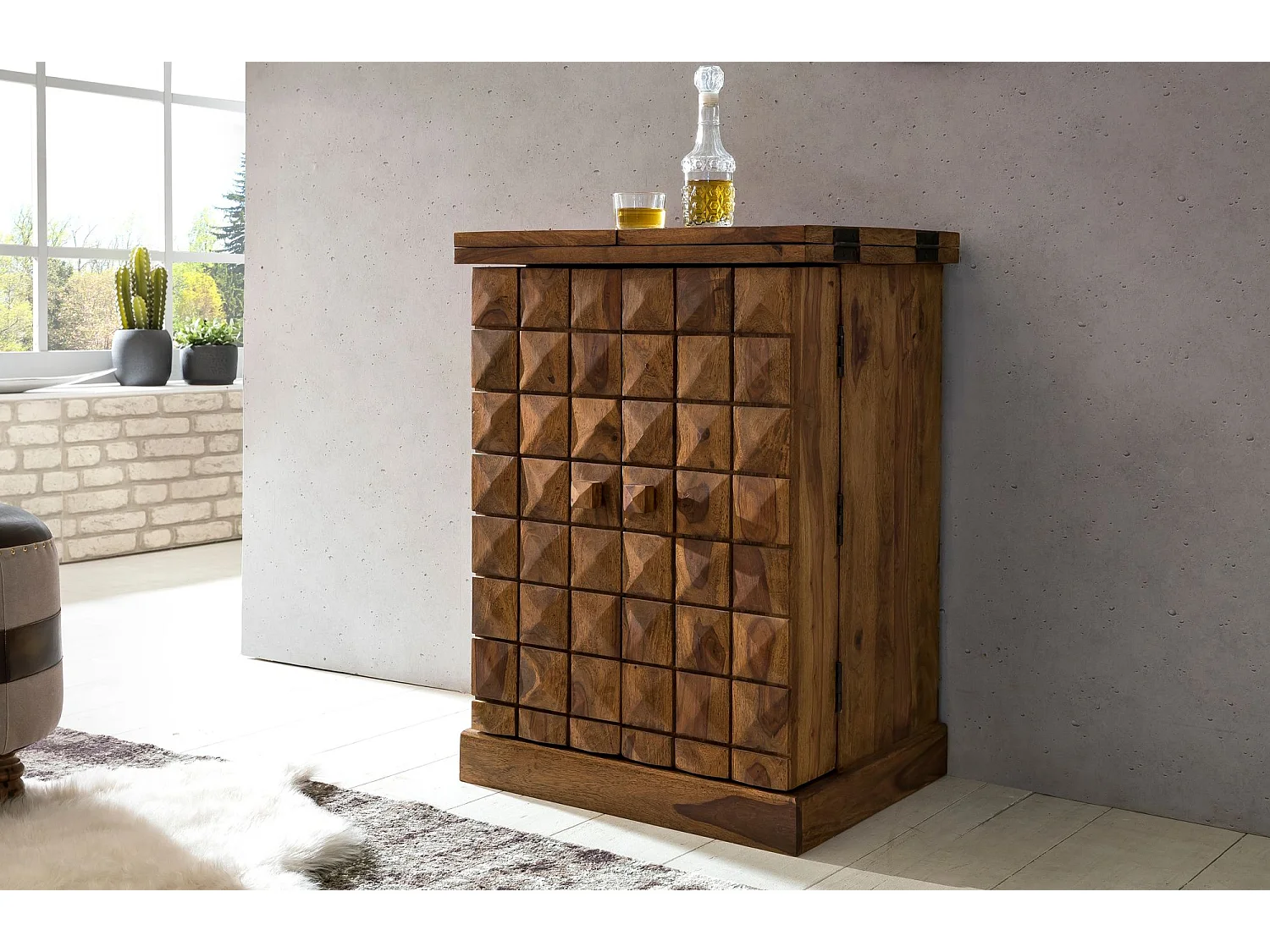 Bar de Maison Bois Massif 65x91x50 cm Bar Vin Pliable Meuble Spiritueux