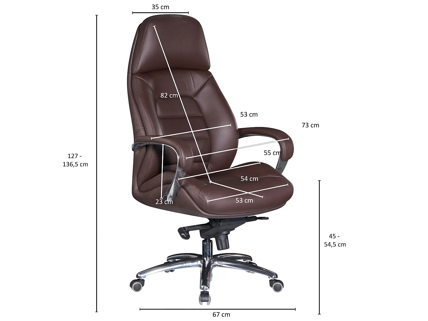 Bürostuhl Chefsessel Echtleder Ergonomisch XXL Drehstuhl 120 kg Stuhl