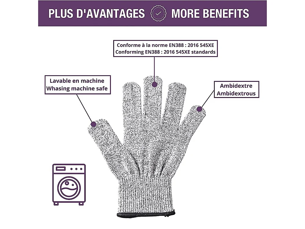 Gant anti-coupures ambidextre gris