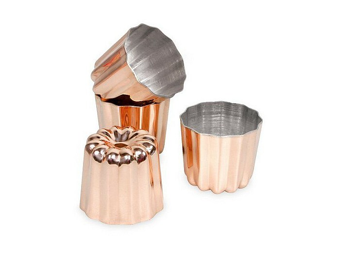 Lot de 4 moules à cannelés en cuivre étamé pour des cannelés authentiques et croustillants