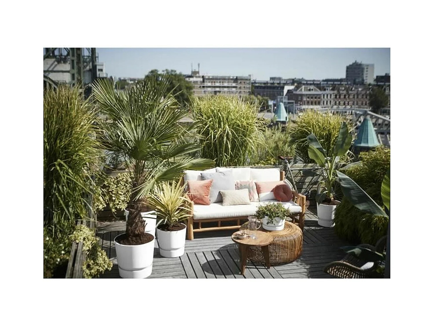 Runder Blumentopf Greenville 25 Weiß Außen Ø 24,48 x H 23,31 cm