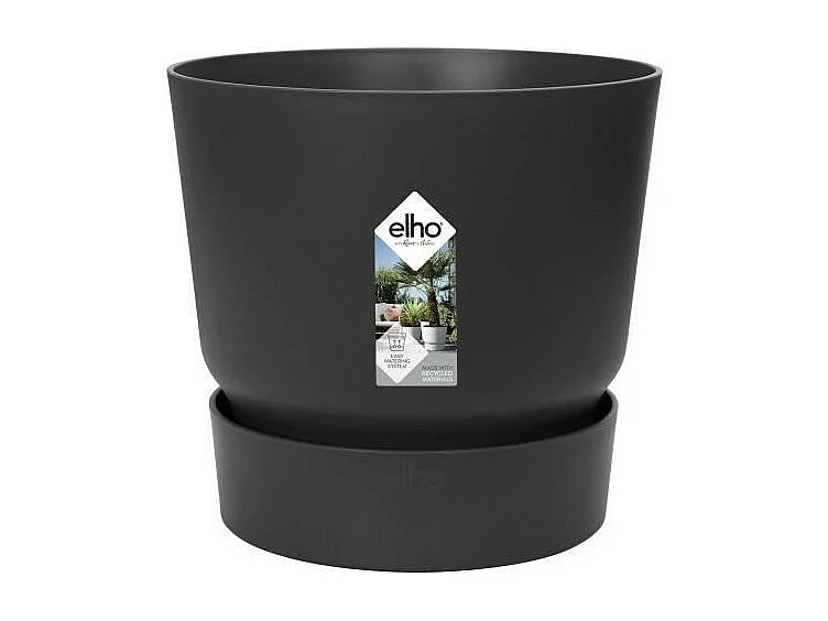 Runder Blumentopf Greenville 25 - Außenbereich - Schwarz - Ø 24,48 x H 23,31 cm