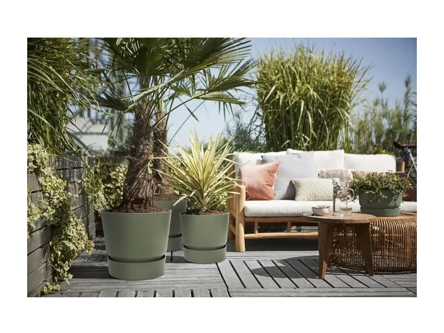 ELHO Pot de fleurs rond Greenville 25 - Exterieur - O 24,48 x H 23,31 cm - Vert feuille