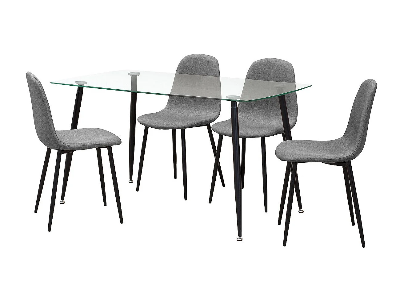 Table à manger, table de repas en verre trempé, pieds en métal noir - L. 140 x P. 80 cm