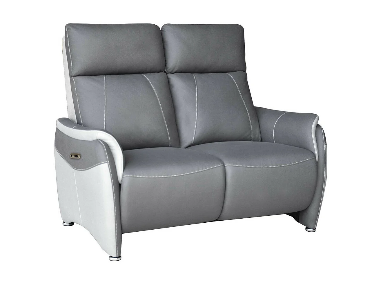 Canapé 2 places Relax électrique Gris Perle/Plomb - PLICY