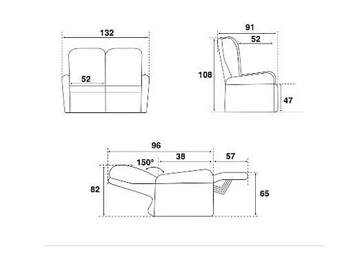 Canapé 2 places Relax électrique Gris Perle/Plomb - PLICY