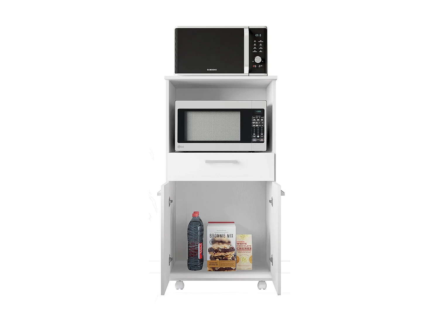 Armoire, placard de rangement avec 2 portes et 1 tiroir coloris blanc