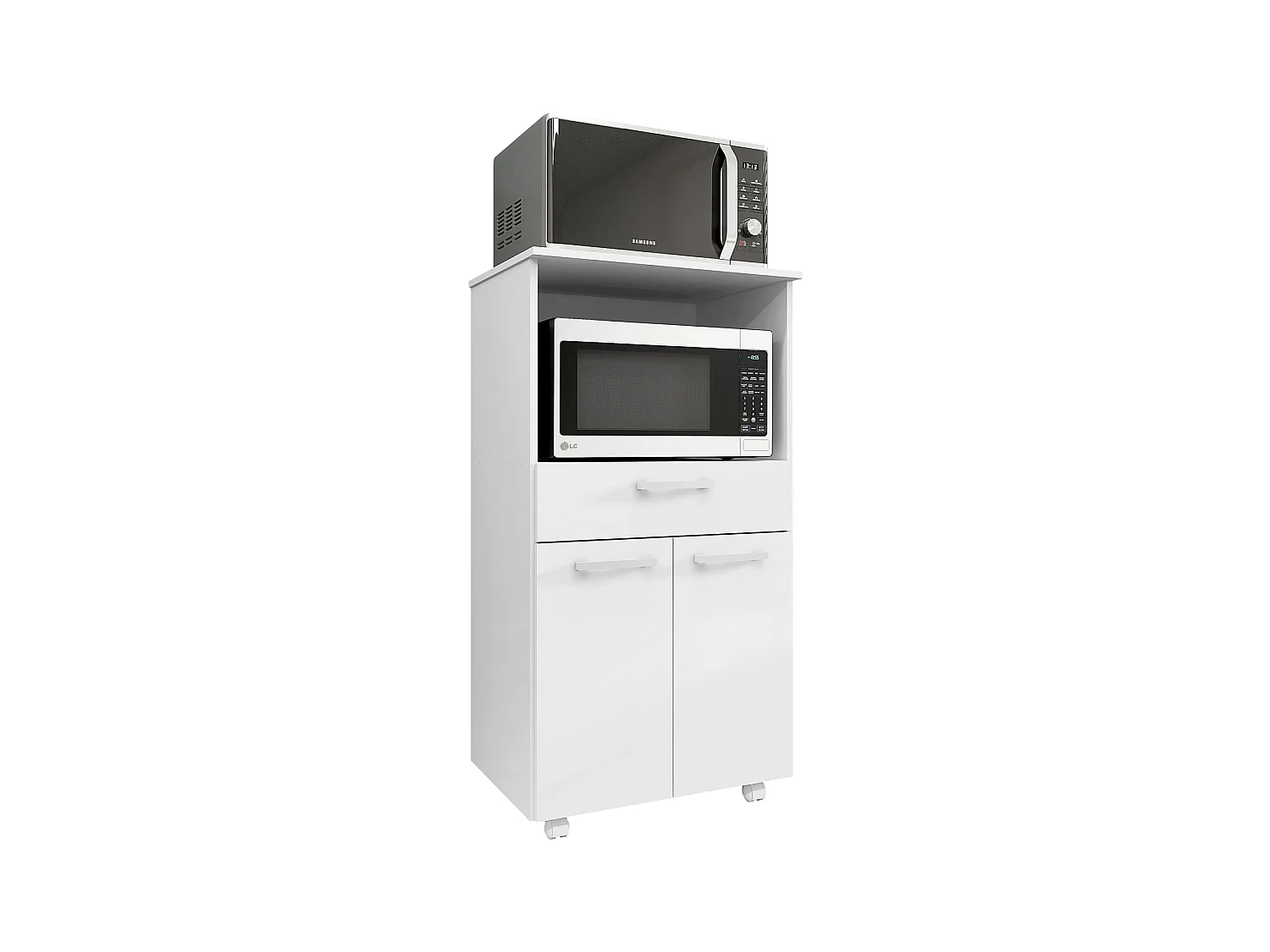 Armoire, placard de rangement avec 2 portes et 1 tiroir coloris blanc