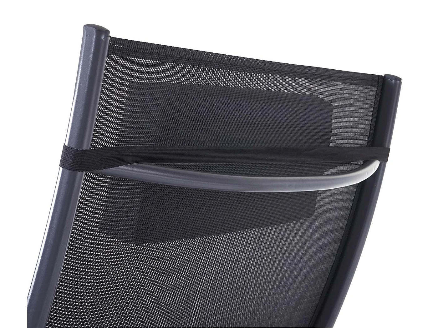 Chaise longue Savannah en polyrotin, transat de jardin - gris, textilene noir