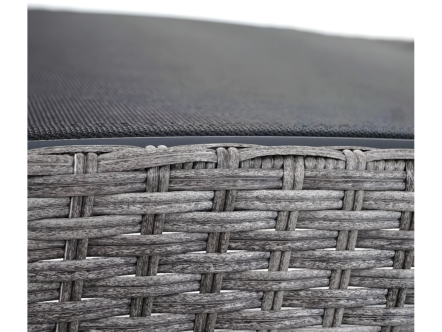 Chaise longue Savannah en polyrotin, transat de jardin - gris, textilene noir