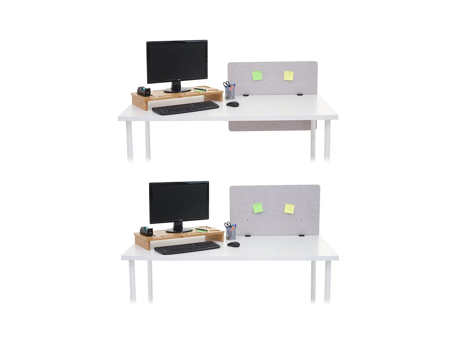 Paroi de séparation acoustique HWC-G75, cloison pour bureaux, Protection visuelle,panneau,tissu - 75x60cm,gris