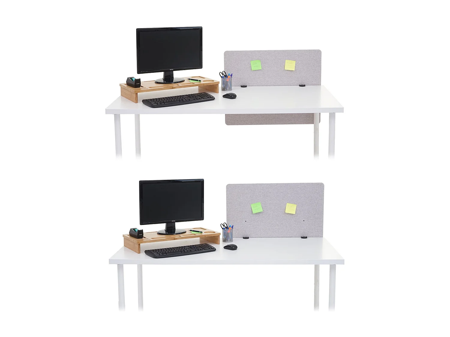 Paroi de séparation acoustique HWC-G75, cloison pour bureaux, Protection visuelle,panneau,tissu - 75x60cm,gris