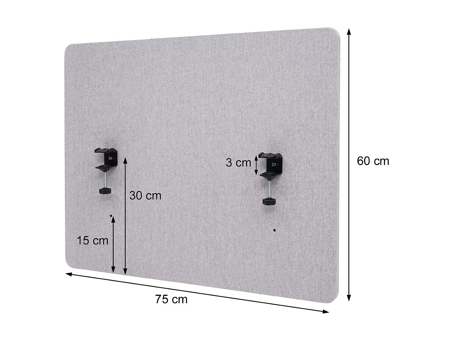 Paroi de séparation acoustique HWC-G75, cloison pour bureaux, Protection visuelle,panneau,tissu - 75x60cm,gris