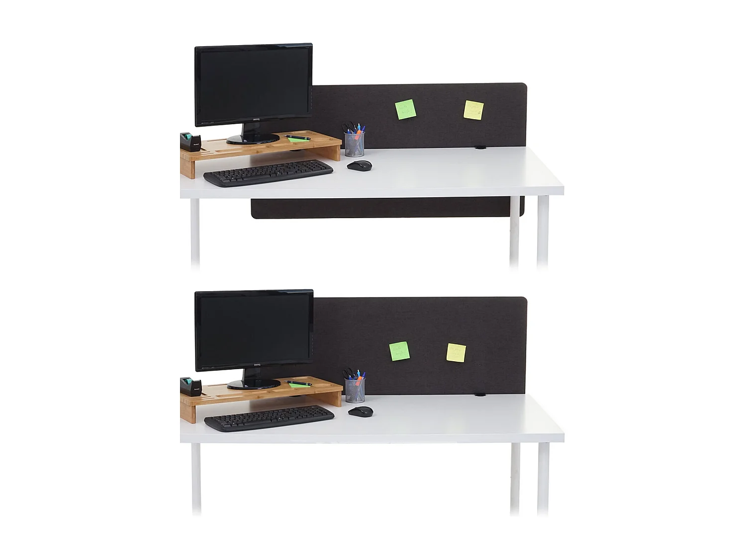 Paroi de séparation acoustique HWC-G75, Protection visuelle pour bureau, panneau,tissu - 120x60cm, marron-gris