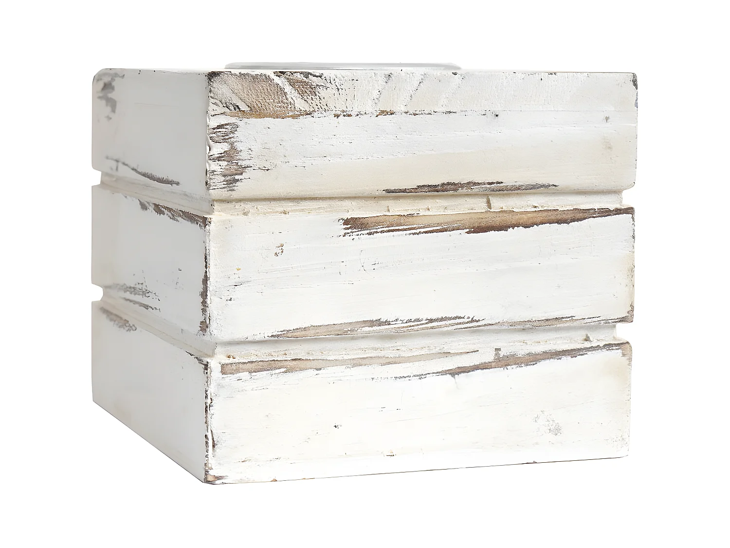 Set 2-1-1 bougeoir pour bougies à chauffe-plat Leuca, style shabby, vintage - blanc