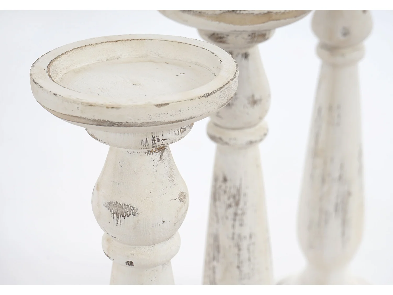 Bougeoir candélabre T360, romantique, 3 parties, style shabby, hauteur 35cm - blanc