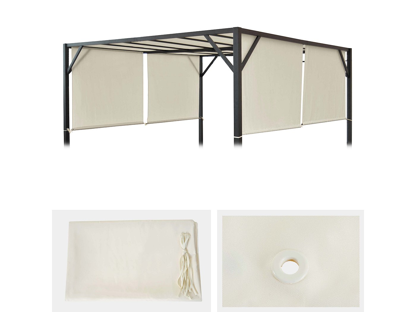 Copertura Superiore Per Gazebo 310 G/mq 3x3 M Grigio - Foto 8