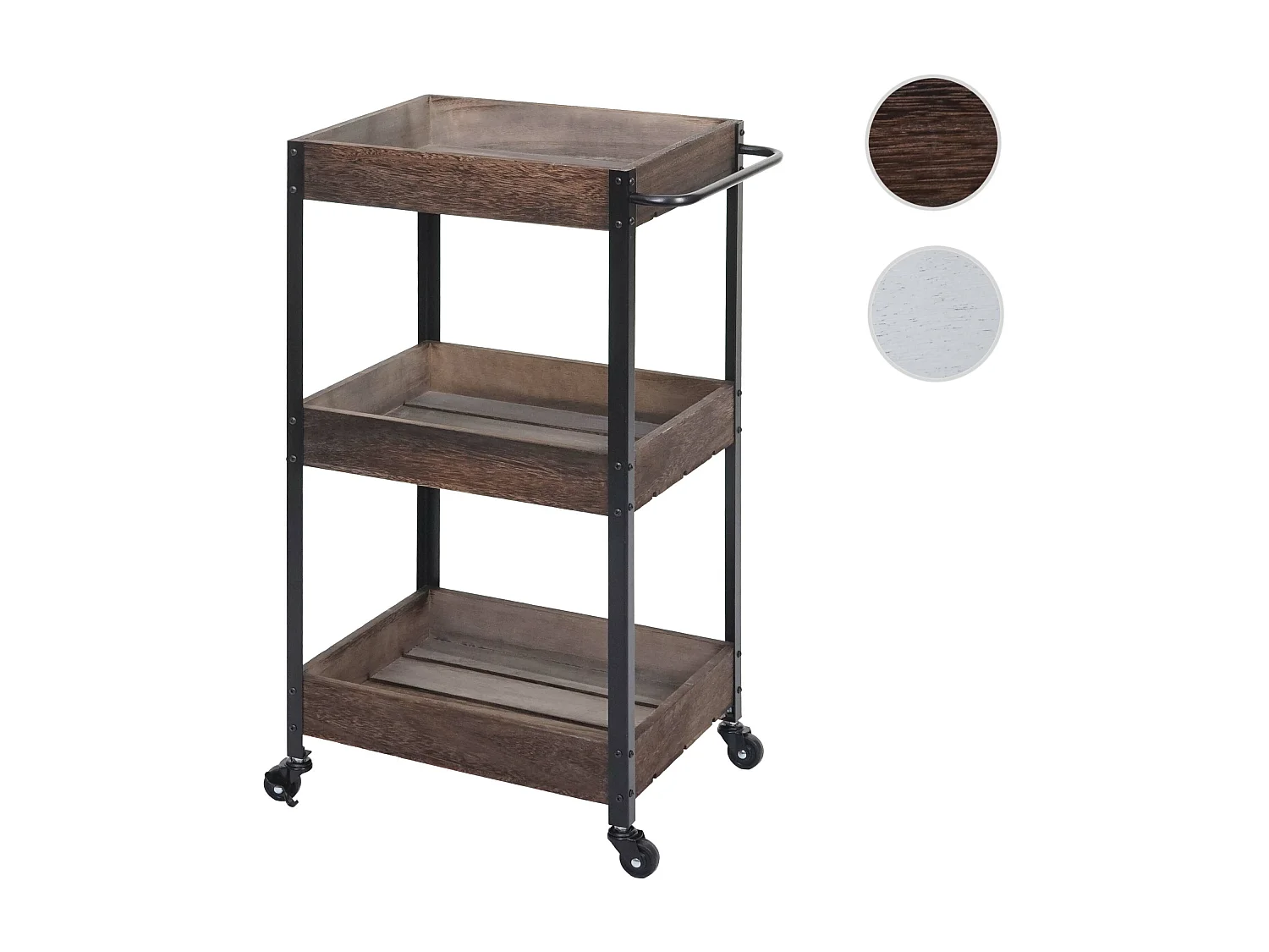 Carrello portavivande portaoggetti HWC-H22 legno paulonia marrone shabby