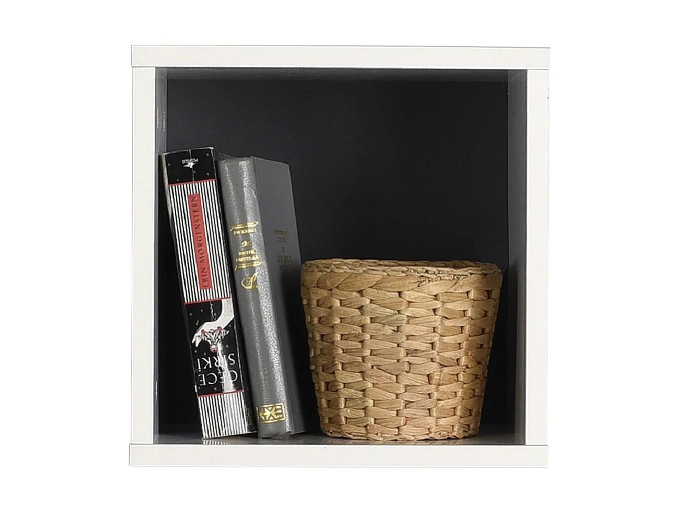 Etagère cube murale coloris blanc, gris anthracite - L. 33 x P. 19 x H. 33 cm