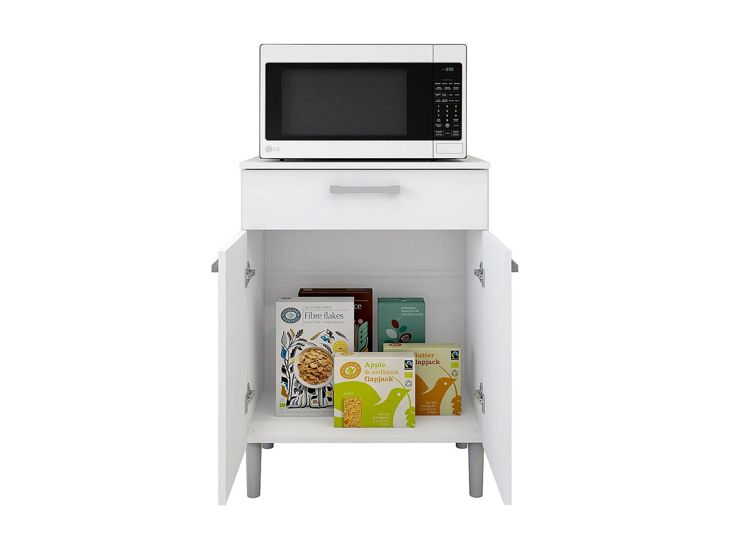 Armoire, placard de rangement avec 2 portes et 1 tiroir coloris blanc