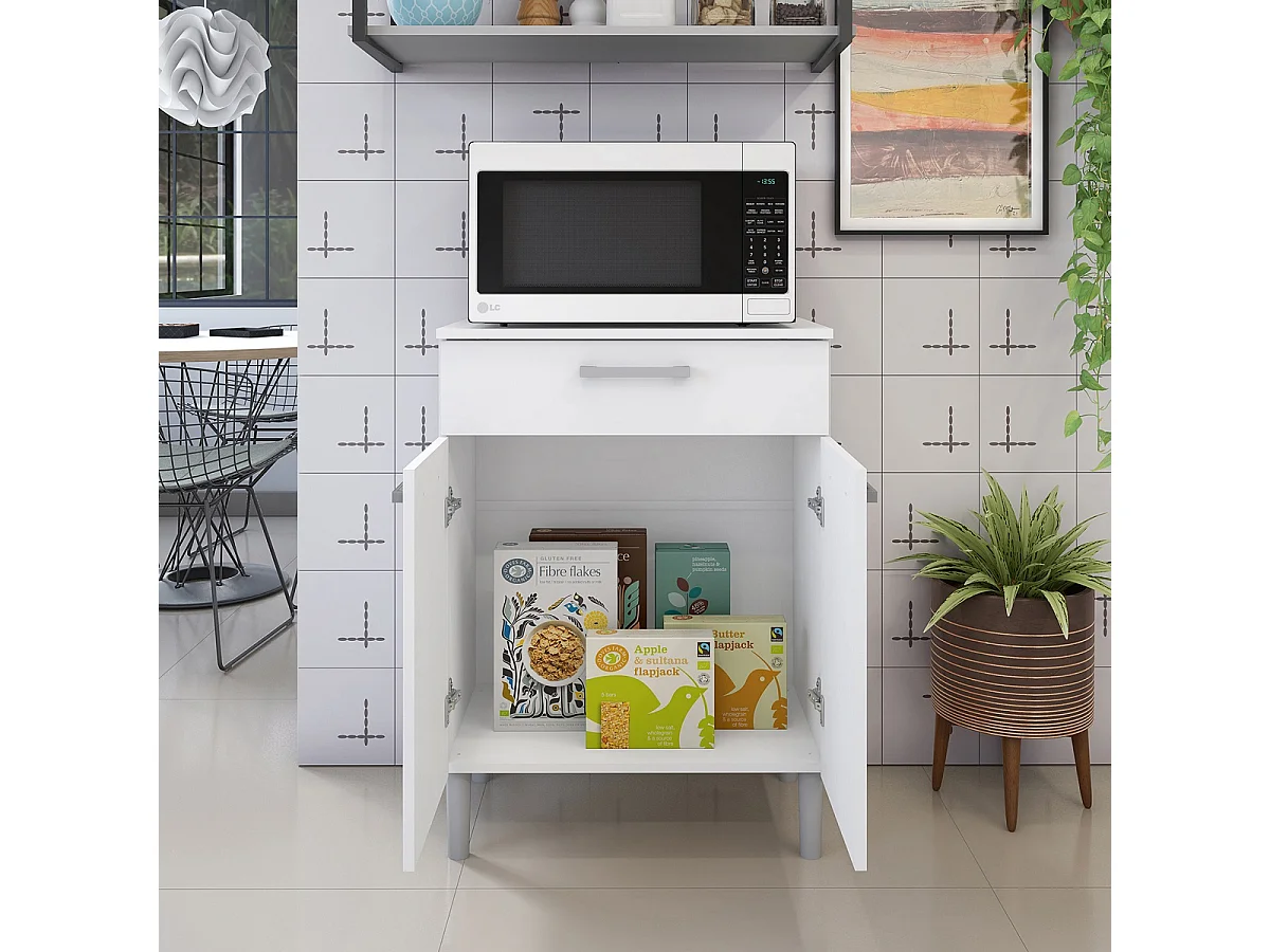 Armoire, placard de rangement avec 2 portes et 1 tiroir coloris blanc