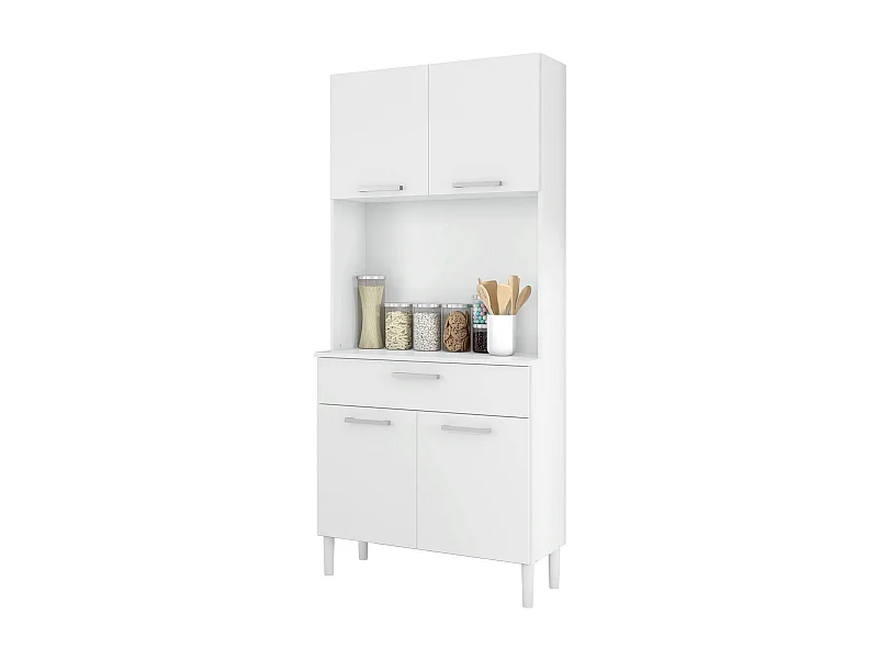 Armoire, placard de rangement avec 1 tiroir et 4 portes coloris blanc