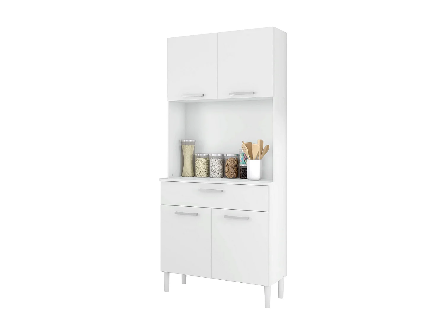 Armoire, placard de rangement avec 1 tiroir et 4 portes coloris blanc