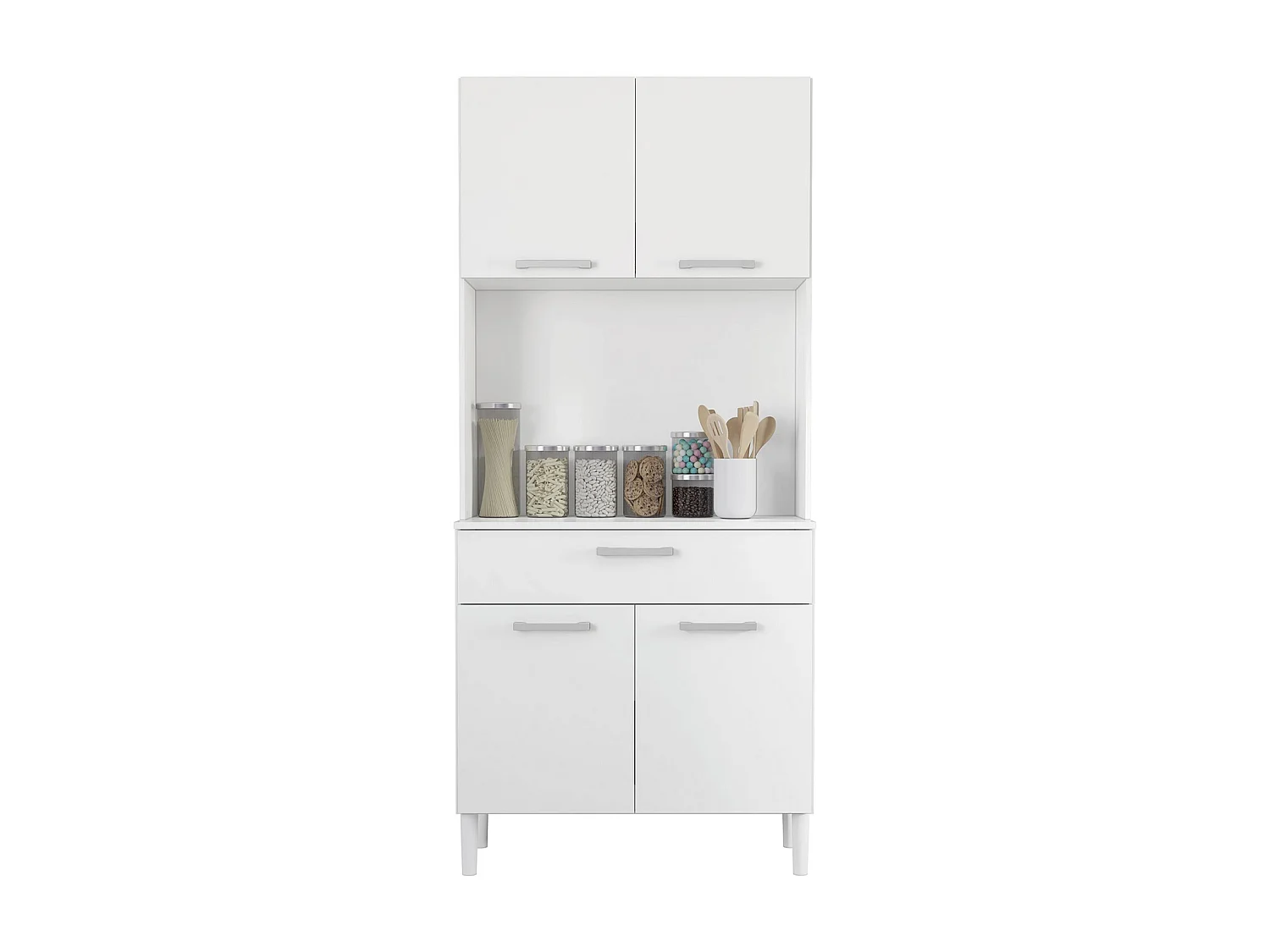 Armoire, placard de rangement avec 1 tiroir et 4 portes coloris blanc